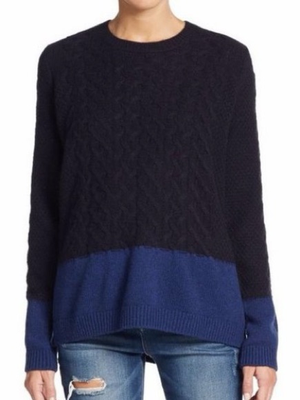 Vince Yak Wool Colorblock Cable Knit Sweater S